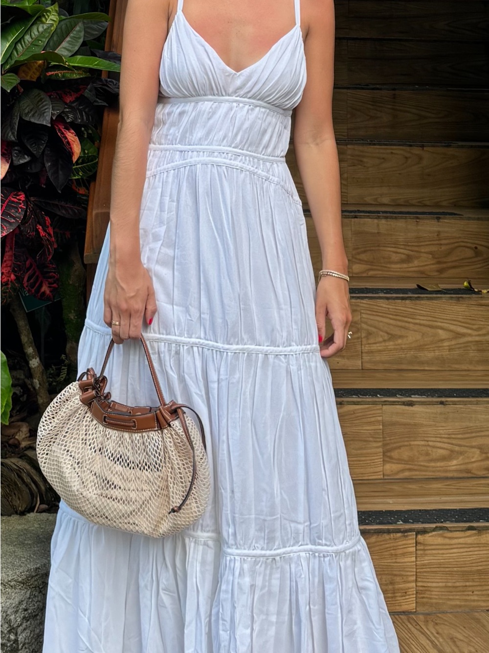 Trina Turk White Tiered Maxi Sundress